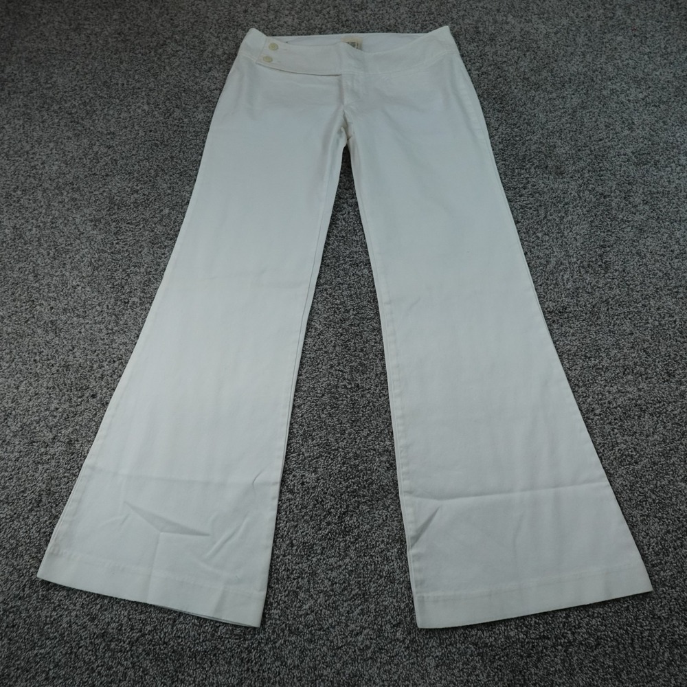 VTG Abercrombie Fitch Pants Womens 8 White Chino Trouser Low Rise Flare Boot Y2K